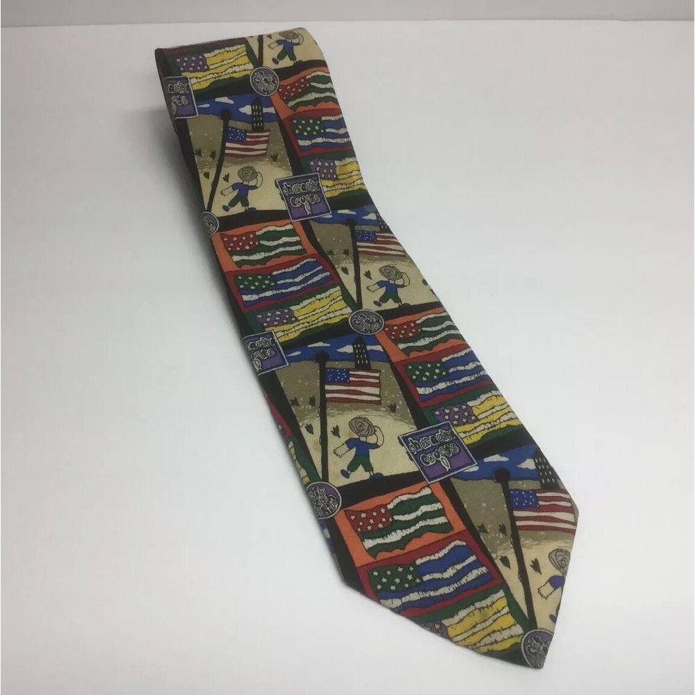 Men's Novelty Ties - "Character Counts" Flag Necktie 100%silk‎ Tie